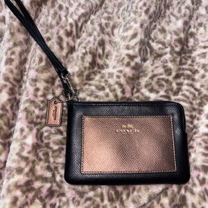 Coach Black and Metallic Wristlet